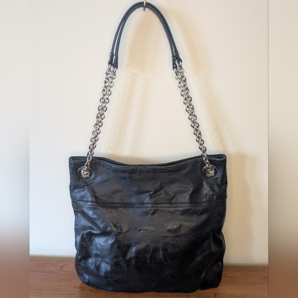 Coach Poppy Distressed Leather Slim Tote with Adjustable Chain Handle